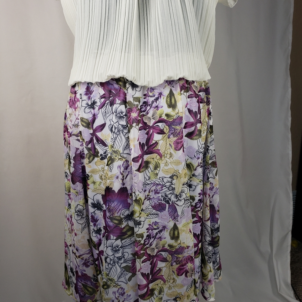 Christopher & Banks Midi Skirt Floral Purples flowy pretty spring time fashion!